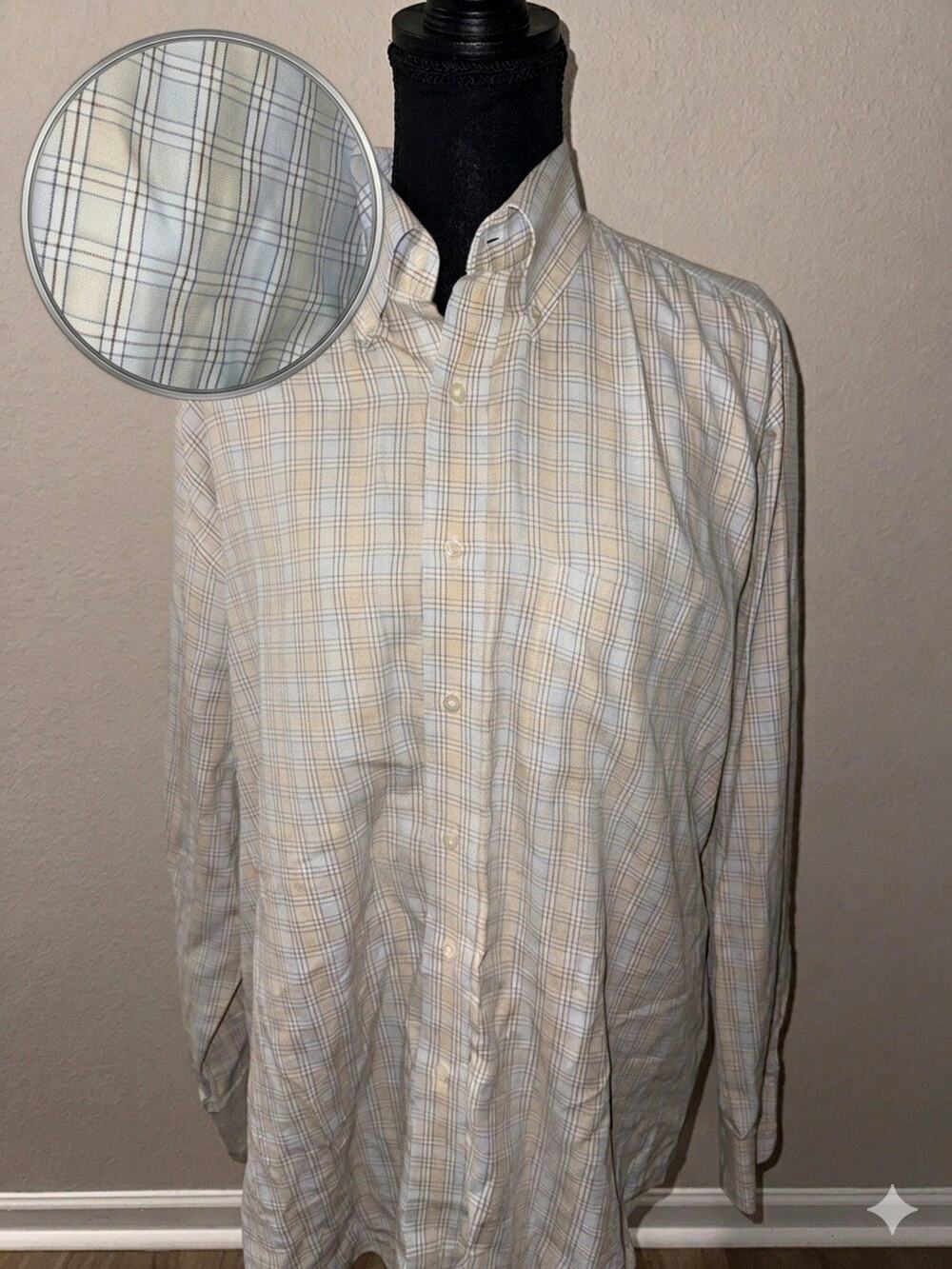 J McLaughlin Button Up Shirt Men Large Blue Plaid Long Sleeve Preppy Casual